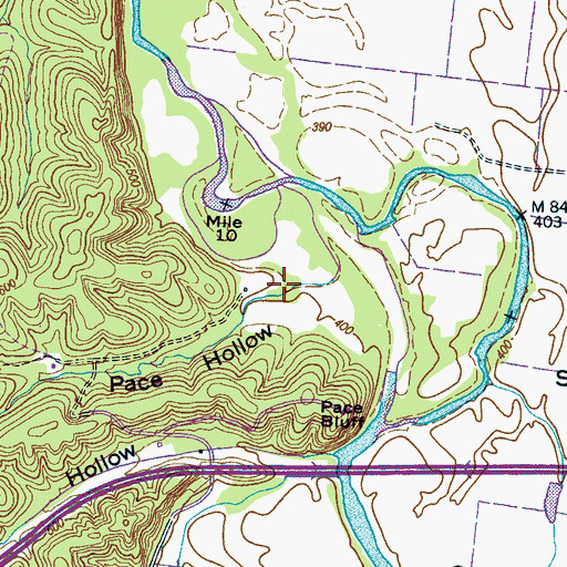 Topographic Map of Pace Hollow, TN