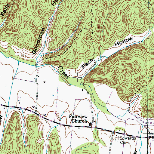 Topographic Map of Pace Hollow, TN