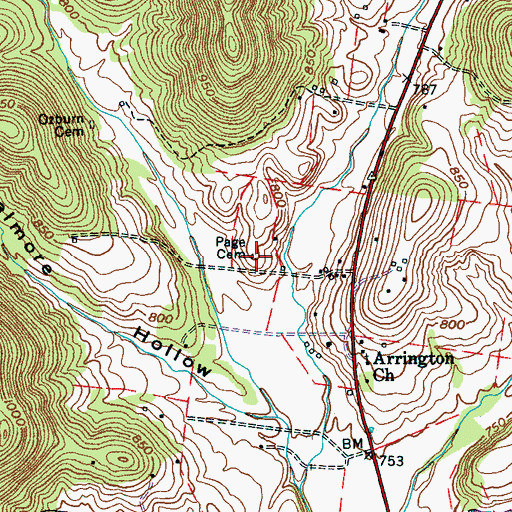 Topographic Map of Page Cemetery, TN