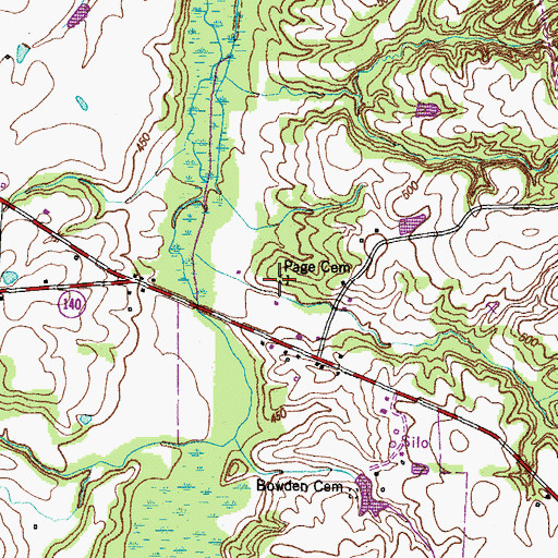 Topographic Map of Page Cemetery, TN