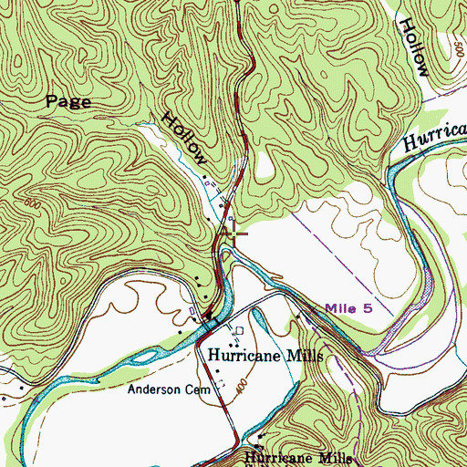 Topographic Map of Page Hollow, TN