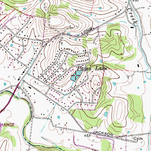 Topographic Map of Pages Lake, TN