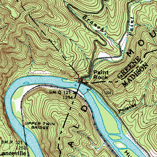 Topographic Map of Paint Creek, TN