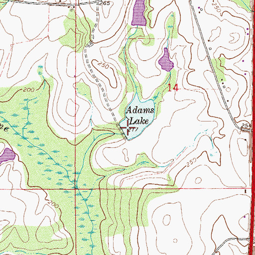 Topographic Map of Adams Lake Dam, AL