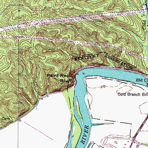 Topographic Map of Paint Rock Bluff, TN