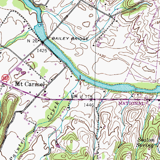 Topographic Map of Painter Creek, TN