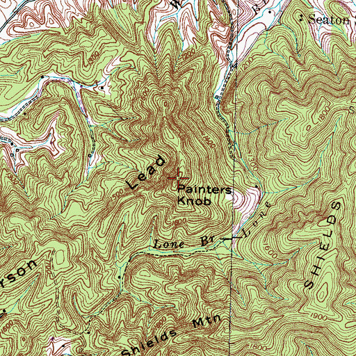 Topographic Map of Painters Knob, TN