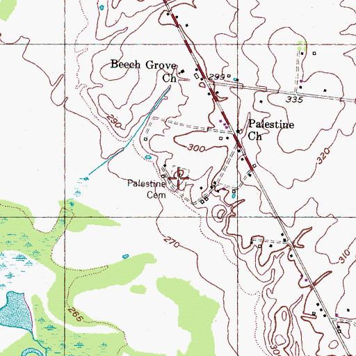 Topographic Map of Palestine Cemetery, TN