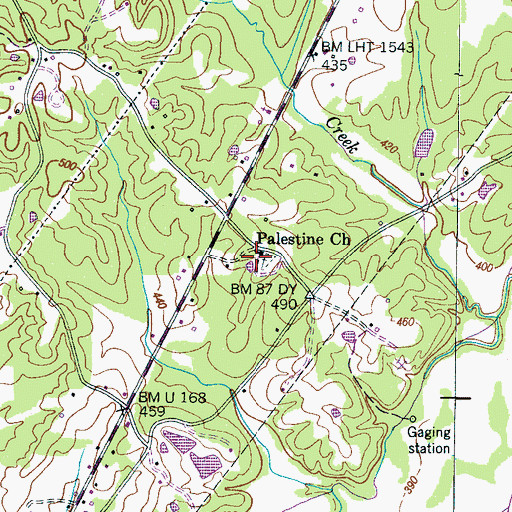 Topographic Map of Palestine Church, TN