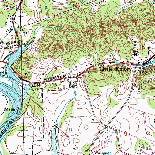 Topographic Map of Palko Cemetery, TN