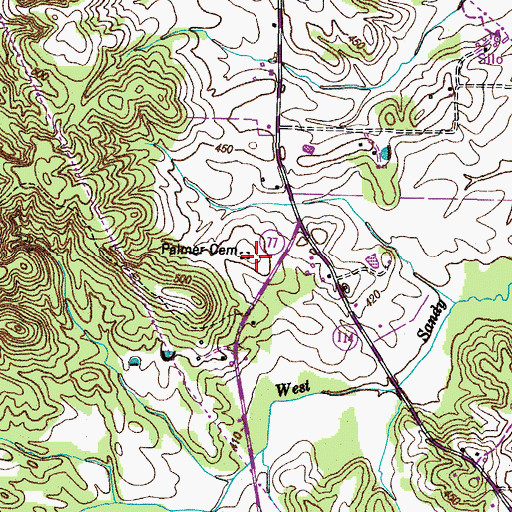 Topographic Map of Palmer Cemetery, TN