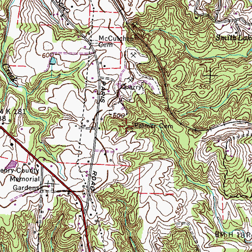 Topographic Map of Palmer Cemetery, TN