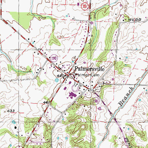 Topographic Map of Palmer Cemetery, TN