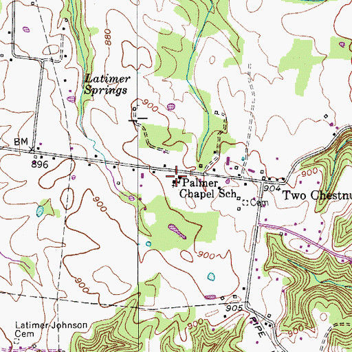 Topographic Map of Palmer Chapel School, TN