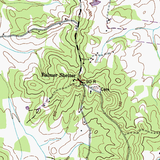 Topographic Map of Palmer Shelter, TN