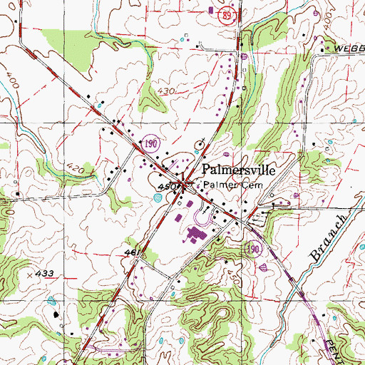 Topographic Map of Palmersville, TN