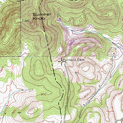 Topographic Map of Palmore Cemetery, TN