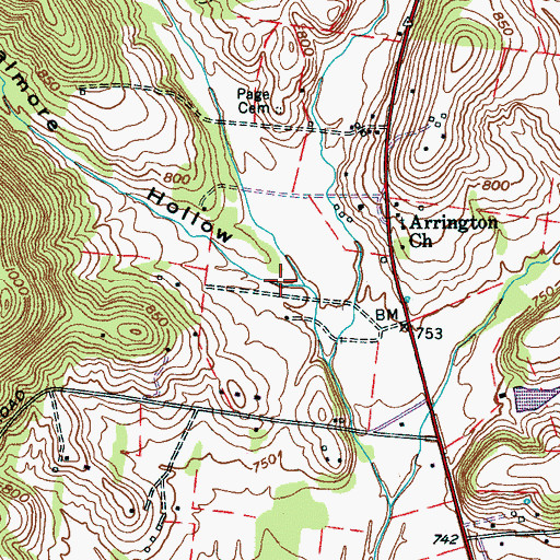 Topographic Map of Palmore Hollow, TN
