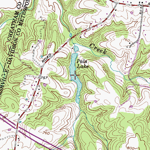 Topographic Map of Pals Lake, TN