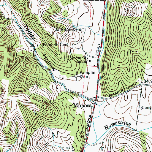 Topographic Map of Pamplin Cemetery, TN