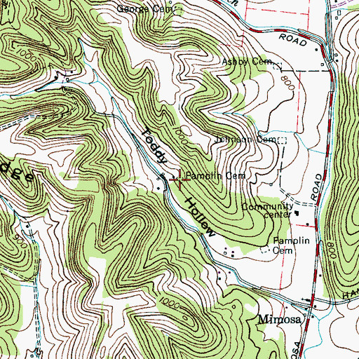 Topographic Map of Pamplin Cemetery, TN