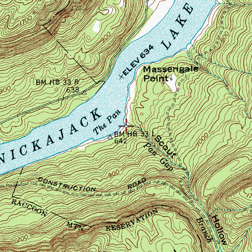 Topographic Map of Pan Gap Branch, TN