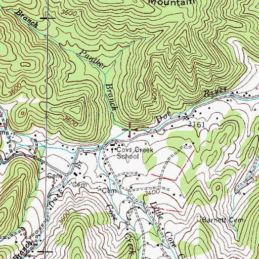 Topographic Map of Panther Branch, TN