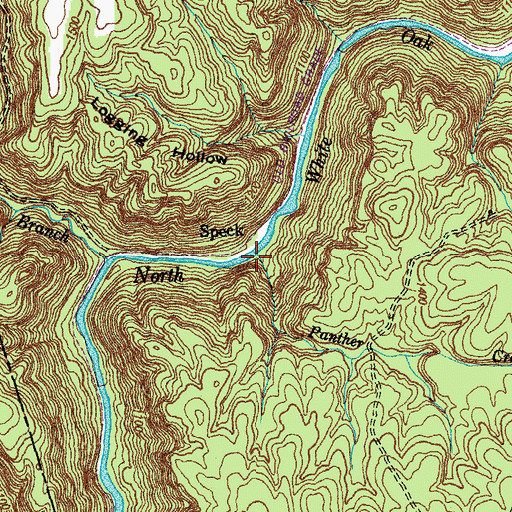 Topographic Map of Panther Creek, TN