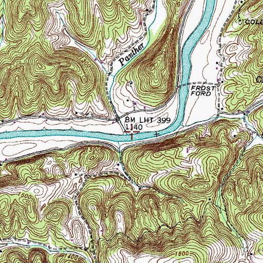 Topographic Map of Panther Creek, TN