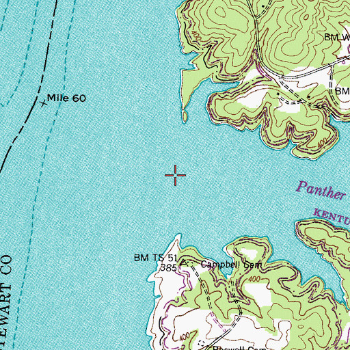 Topographic Map of Panther Creek, TN