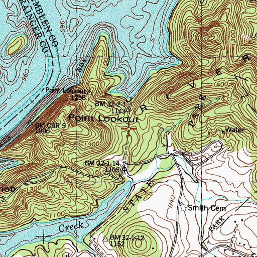 Topographic Map of Panther Creek State Park, TN