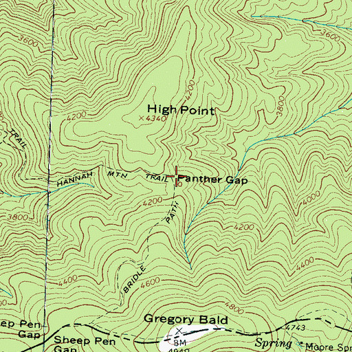 Topographic Map of Panther Gap, TN