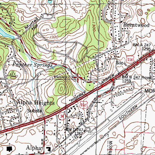 Topographic Map of Victory Church, TN