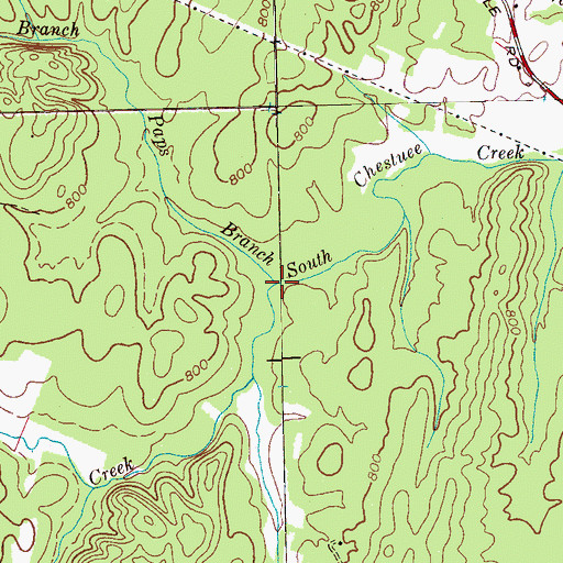 Topographic Map of Paps Branch, TN