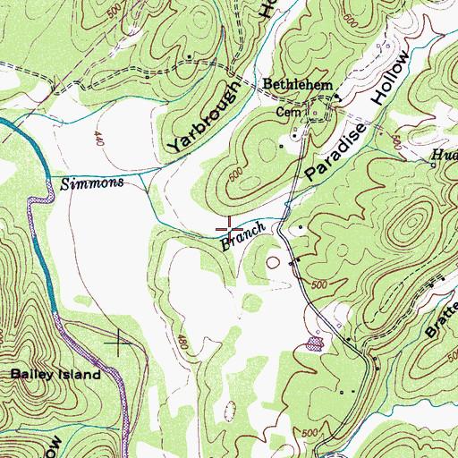 Topographic Map of Paradise Hollow, TN