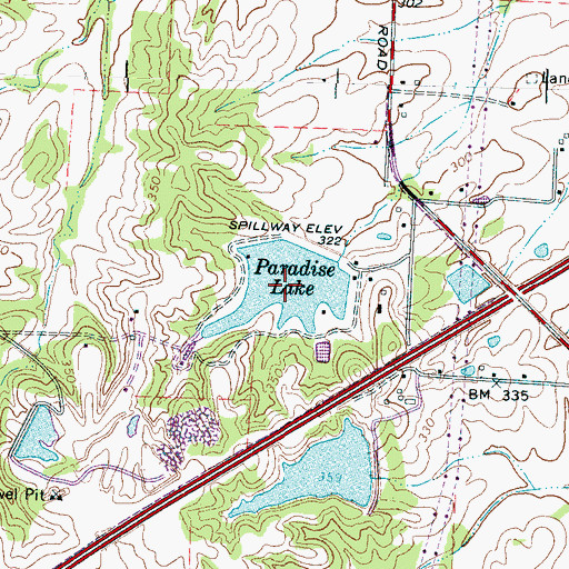 Topographic Map of Paradise Lake, TN