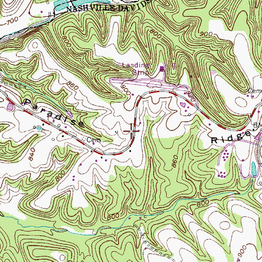 Topographic Map of Paradise Ridge, TN