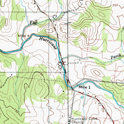 Topographic Map of Parch Corn Creek, TN