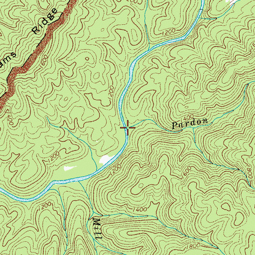 Topographic Map of Pardon Branch, TN