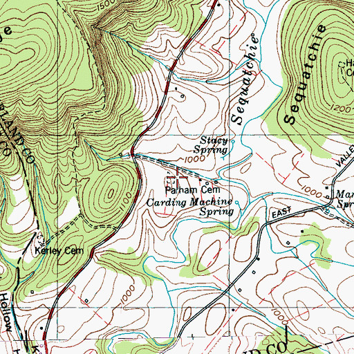 Topographic Map of Parham Cemetery, TN