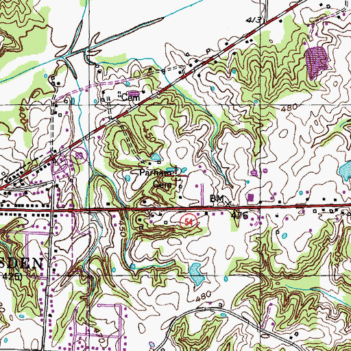 Topographic Map of Parham Cemetery, TN