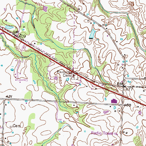 Topographic Map of Parham Cemetery, TN