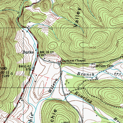 Topographic Map of Parham Chapel, TN