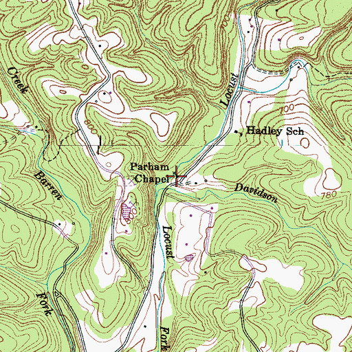 Topographic Map of Parham Chapel, TN