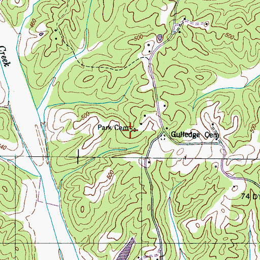 Topographic Map of Park Cemetery, TN