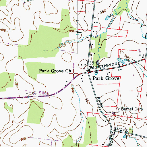 Topographic Map of Park Grove Church, TN