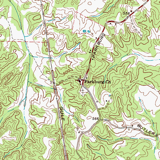 Topographic Map of Parkburg Church, TN