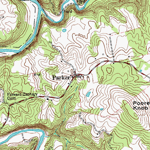 Topographic Map of Parker, TN
