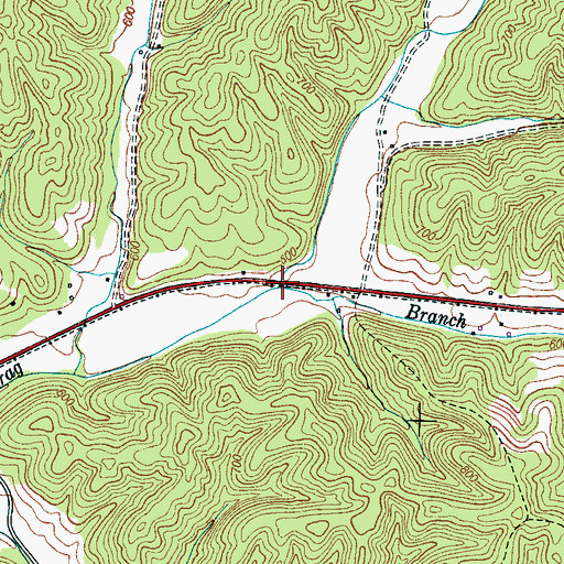 Topographic Map of Parker Branch, TN