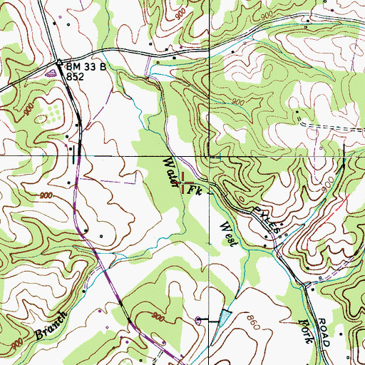 Topographic Map of Parker Branch, TN